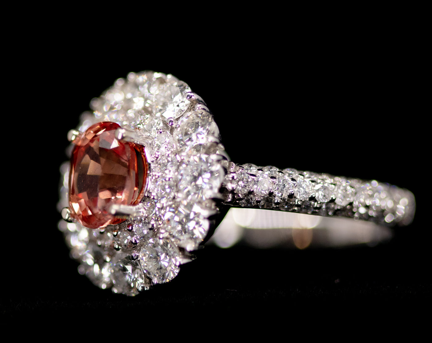 Orange Sapphire Ring-Padparadscha Sapphire 1.61 ctw white gold 14k-ENGAGEMENT