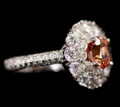 Orange Sapphire Ring-Padparadscha Sapphire 1.61 ctw white gold 14k-ENGAGEMENT