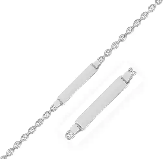 14k White Gold Figaro Chain Fancy Children's ID Bracelet