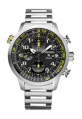 Seiko Prospex SSC369 Men's Solar Flight Computer BlCK Dial Chronograph Watch