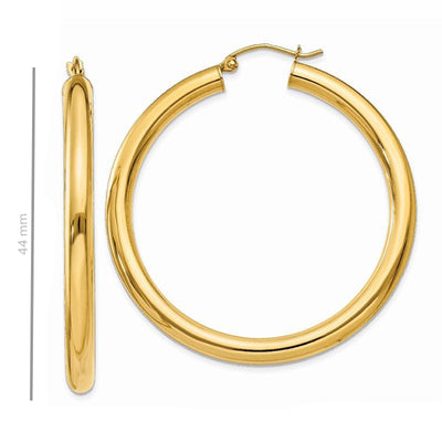 4mm Round Tube Hoop Earrings 14K